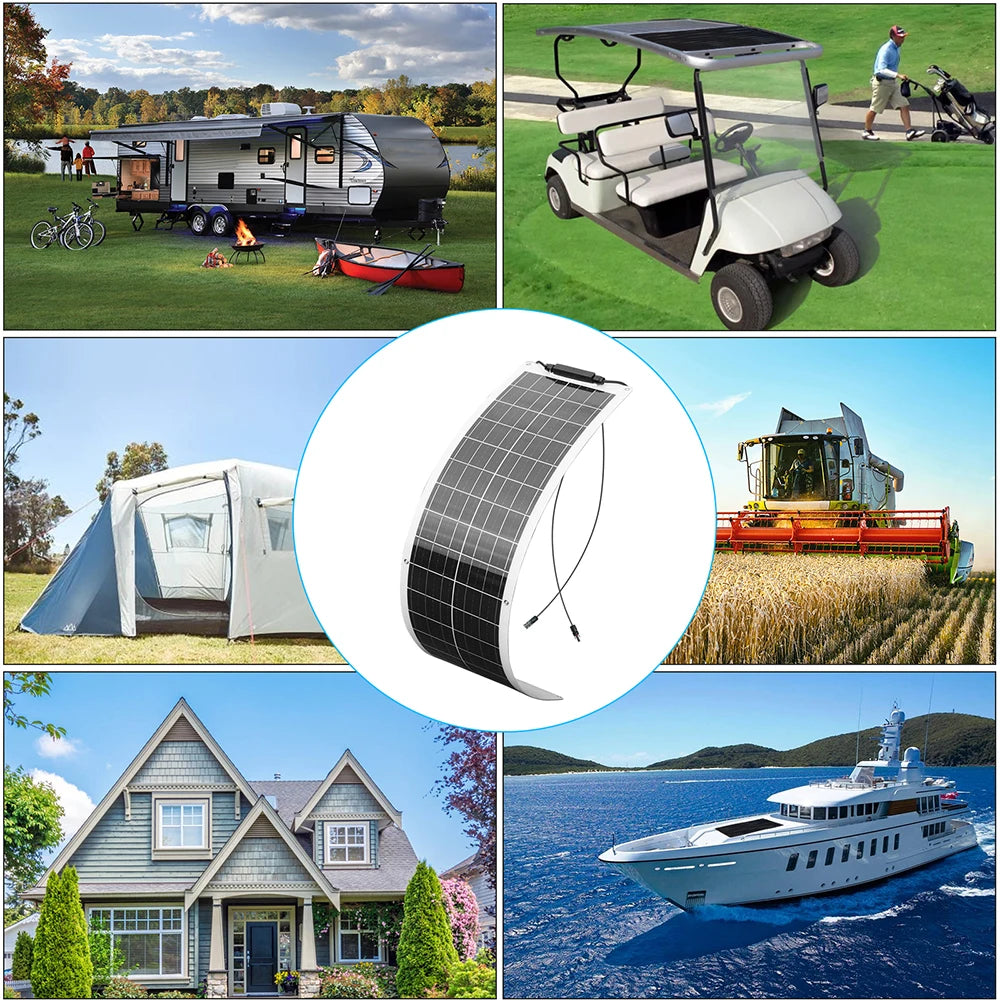 50W 100W 12V Flexible Solar Panel 150W 200W Solar Panel Caravan Van Upgraded 10A /20A Solar Charge Controller for Car RV Marine