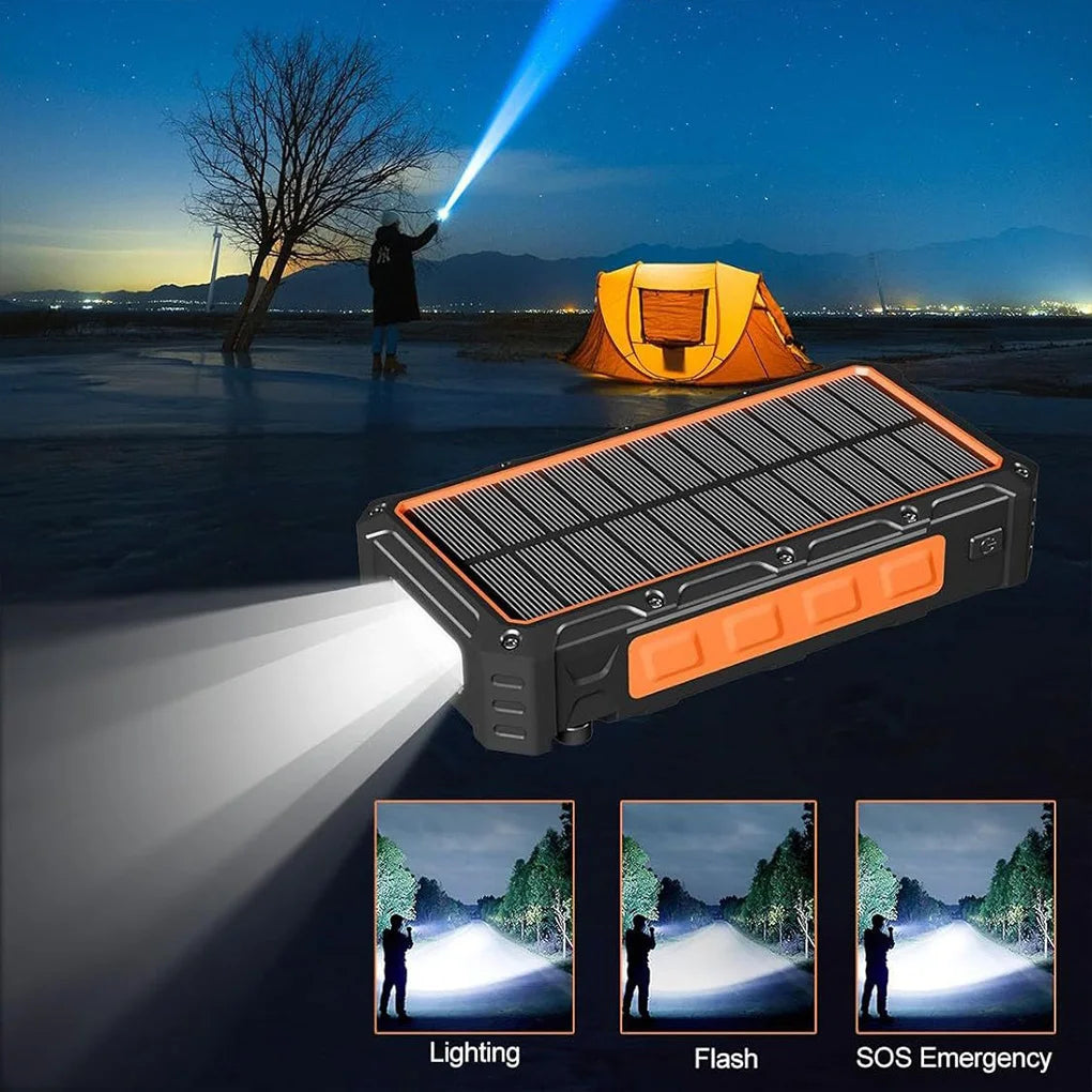 200000mAh Solar Hand Crank Power Bank Fast Charging Portable Charger External Battery for IPhone Samsung Xiaomi Powerbank