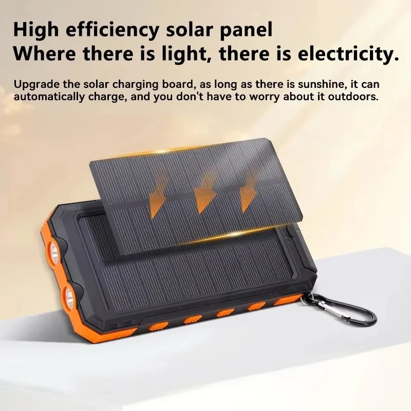 2026 500000mAh Large Capacity Solar Power Bank Portable External Battery Outdoor Camping Fast Charging For iPhone Samsung 2026