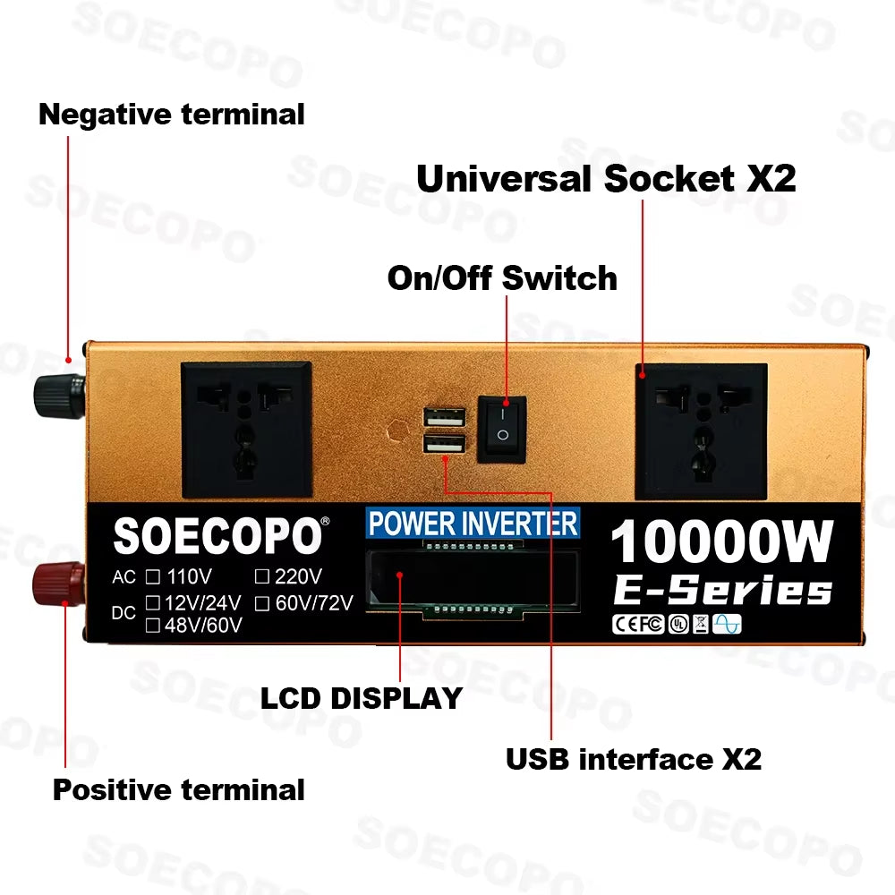 10000W Solar System Complete Kit Dual12V/24V to 110V/220V Inverter 100A Controller 200W Panel Off-Grid for Home/Camping Backup