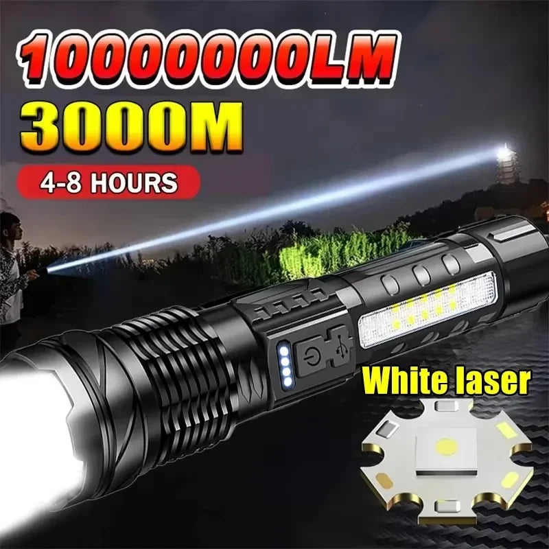 Powerful LED Flashlight Battery Display USB Rechargeable Light Telescopic Zoom Torch Lamp Outdoor Camping Fishing Lantern