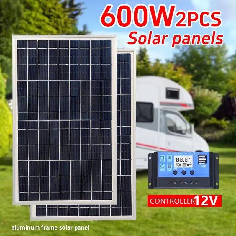 300W 12V Portable Solar Panel Kit Complete Polycrystalline USB Power Outdoor Rechargeable Solar Generator for Home Solar Cell