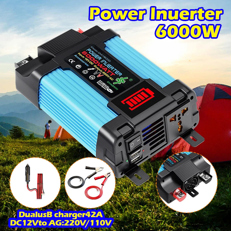 6000W 12V/24V Solar Power System with Modified Sine Wave Inverter - for RV, Boats, Cabins, Off-Grid Use