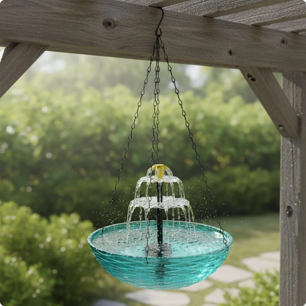 Solar Hanging Bird Bath No Wiring Solar Bird Bath Fountain Garden Decor Easy to Hang