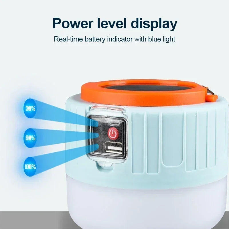 LED Solar Camping Light Power Bank Camping Lanterns With Remote Control Waterproof Outdoor Tent Light Rechargeable Flashlight