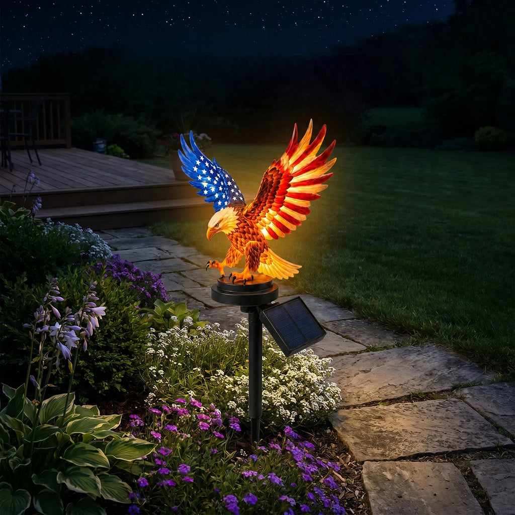 Eagle Figurine Garden Solar Stake Light 4th of July Decorations Solar Powered Eagle Stake Lights for Yard Patio Lawn Party