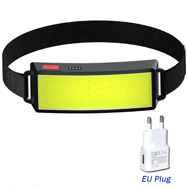 Powerful COB LED Headlamp Type-c Rechargeable Head Flashlight Built-in Battery Outdoor Fishing Camping Lantern Waterproof Torch