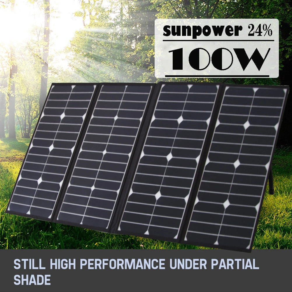 Portable 100 Watt Folding Solar Panel Charger For Camping RV Solar Power Controller And Charging Device