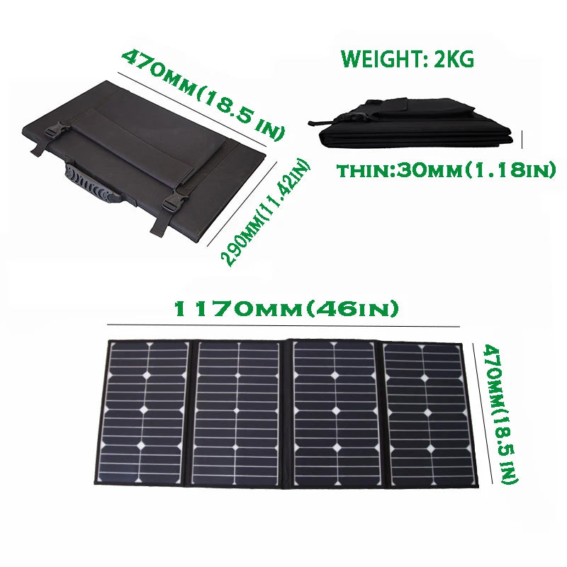 Portable 100 Watt Folding Solar Panel Charger For Camping RV Solar Power Controller And Charging Device