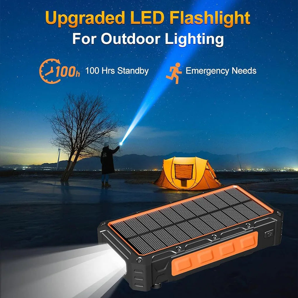 200000mAh Solar Hand Crank Power Bank Fast Charging Portable Charger External Battery for IPhone Samsung Xiaomi Powerbank
