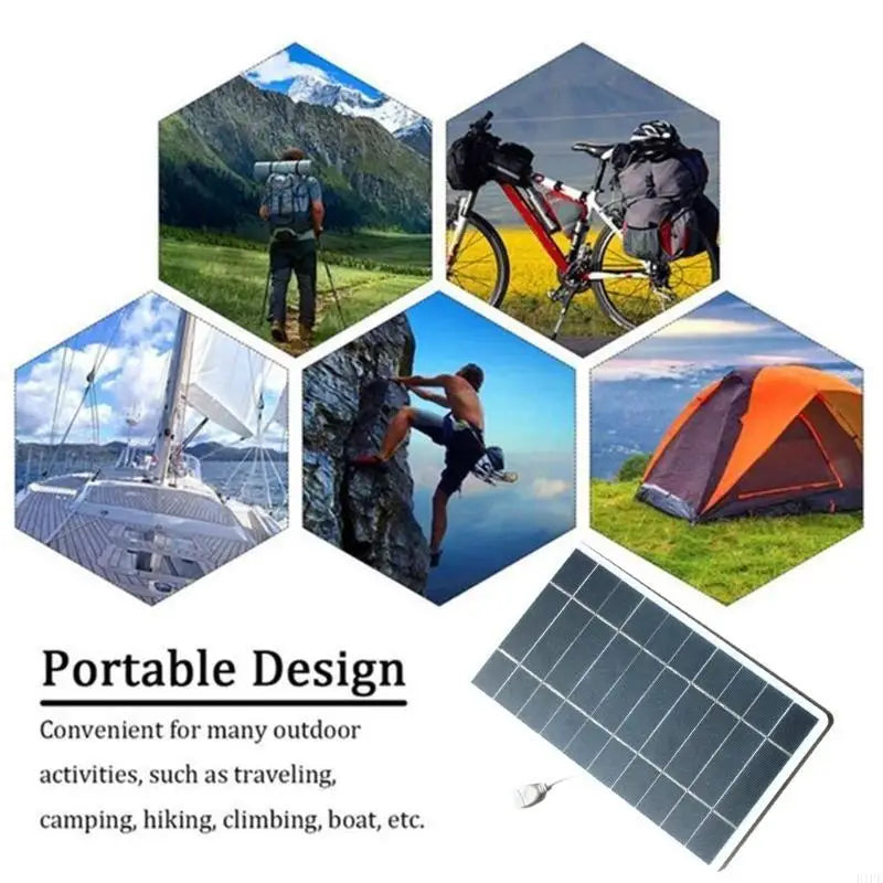 E1PF Outdoor Phone Battery 5W Flexible Solar Panel with USB Port Camping Charging Battery for Mobilephone