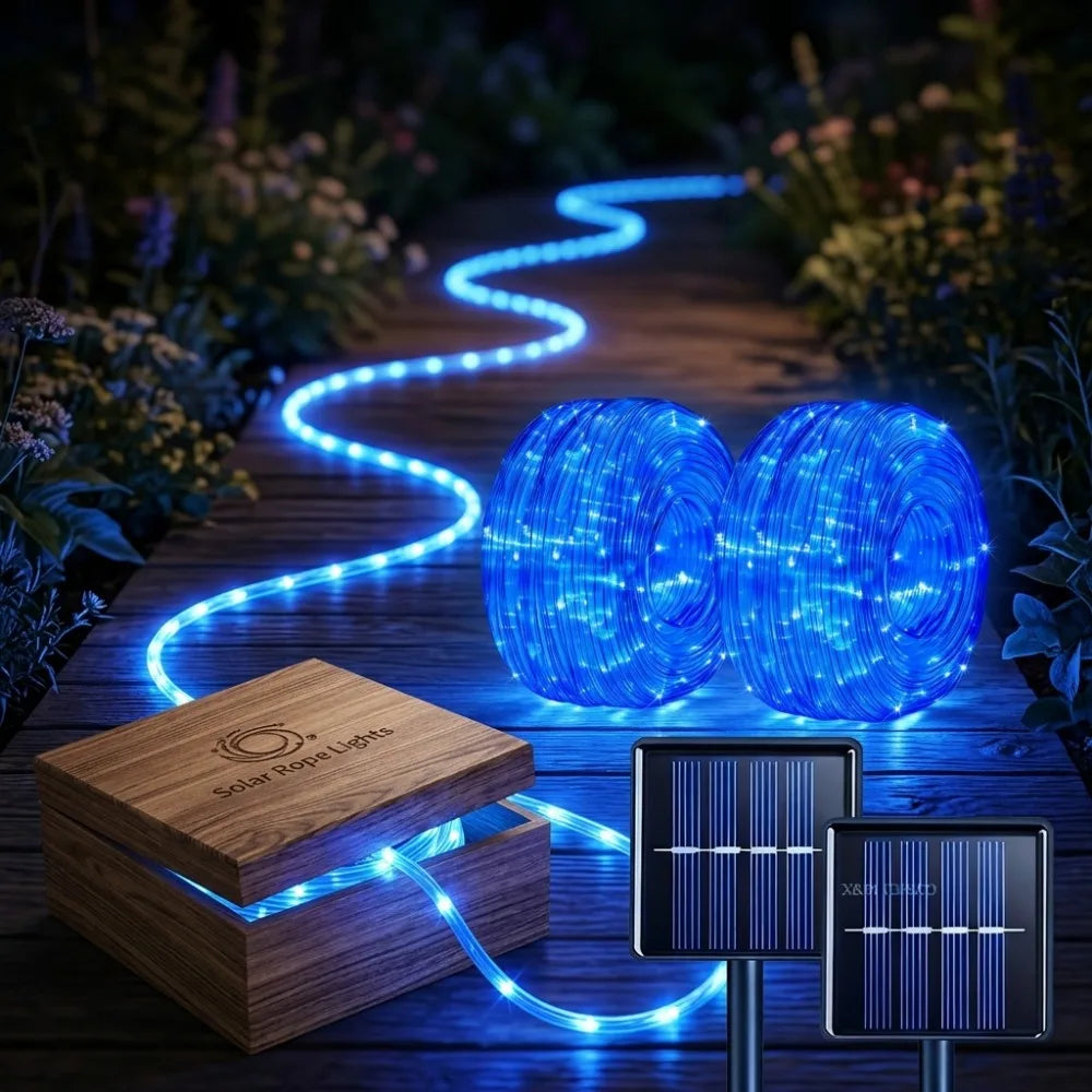 Outdoor Solar LED String Lights, Flexible Fairy Lights for Pool, Fountain, Wedding Decor 105/72/40/23FT, 300/200/100/50Leds