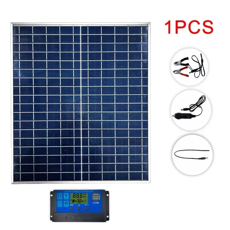 1000W 500W 12V Photovoltaic Solar Panel Kit 100A Controller Solar Panel Charger, Suitable for Fast Batteries in Homes/Camping/Rv