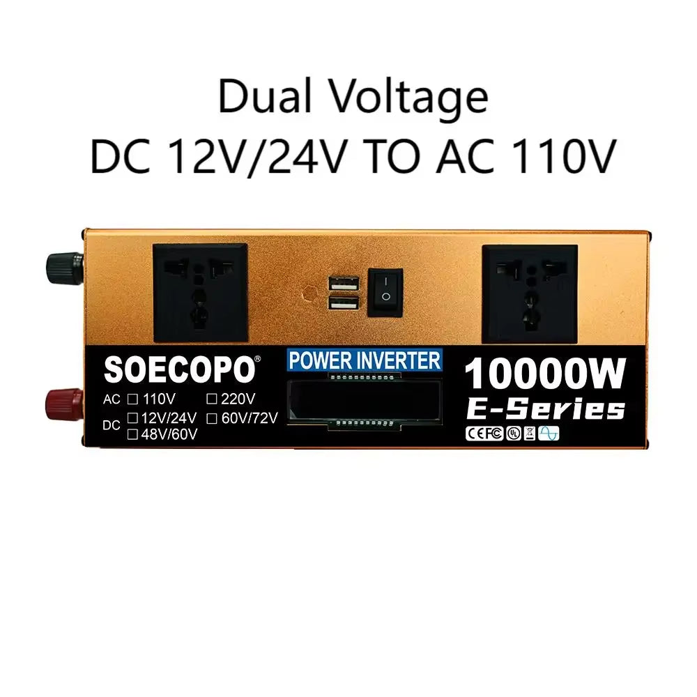 10000W Solar System Complete Kit Dual12V/24V to 110V/220V Inverter 100A Controller 200W Panel Off-Grid for Home/Camping Backup