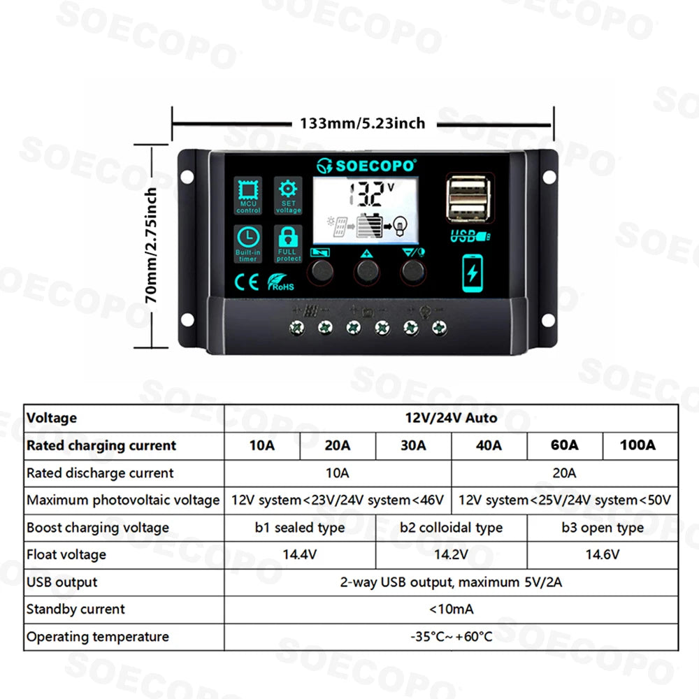 7000W Inverter Kit 12V 110V220V 300W Solar Panel 100A Controller & Battery Charger for Shed/Lighting/Camping, Easy Installation