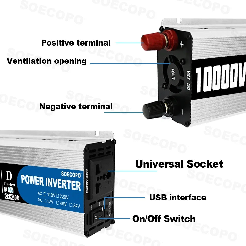 10000W Solar System Solar Generator 500W Panel 100A Controller10000W Multi-Voltage Inverter 12V to 220V AC for off Grid