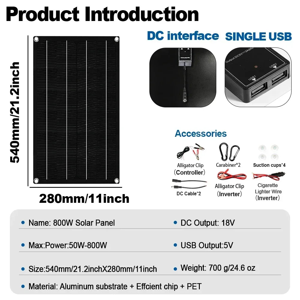 10000W Solar System Solar Generator 500W Panel 100A Controller10000W Multi-Voltage Inverter 12V to 220V AC for off Grid