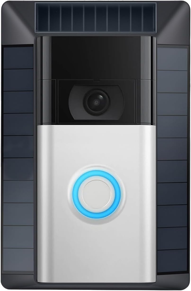 Solar Charger Compatible with Ring Video Doorbell (2020 Release), Micro USB Port Only, Not for USB-C or 2-Prong Ports, Waterproof Solar Panel for Continuous Power(2nd Gen-2020 Release)