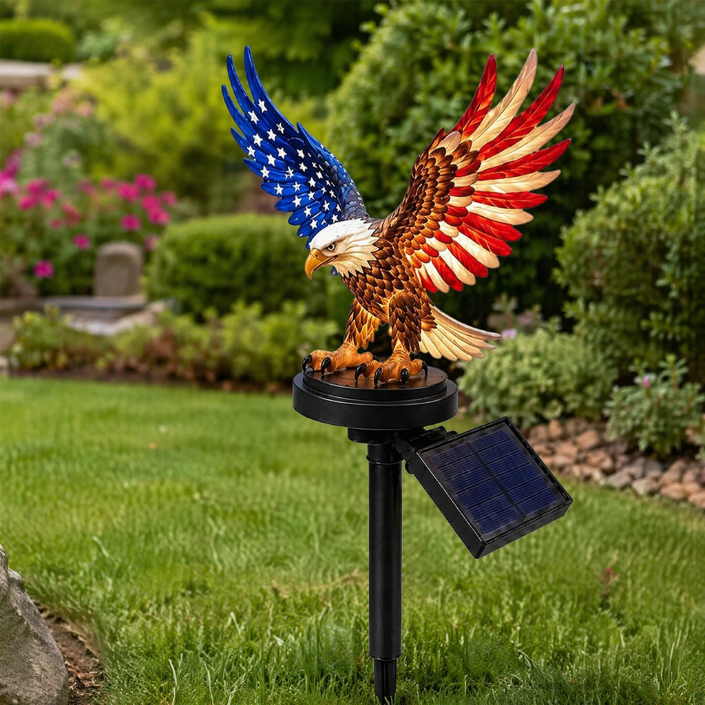 Eagle Figurine Garden Solar Stake Light 4th of July Decorations Solar Powered Eagle Stake Lights for Yard Patio Lawn Party