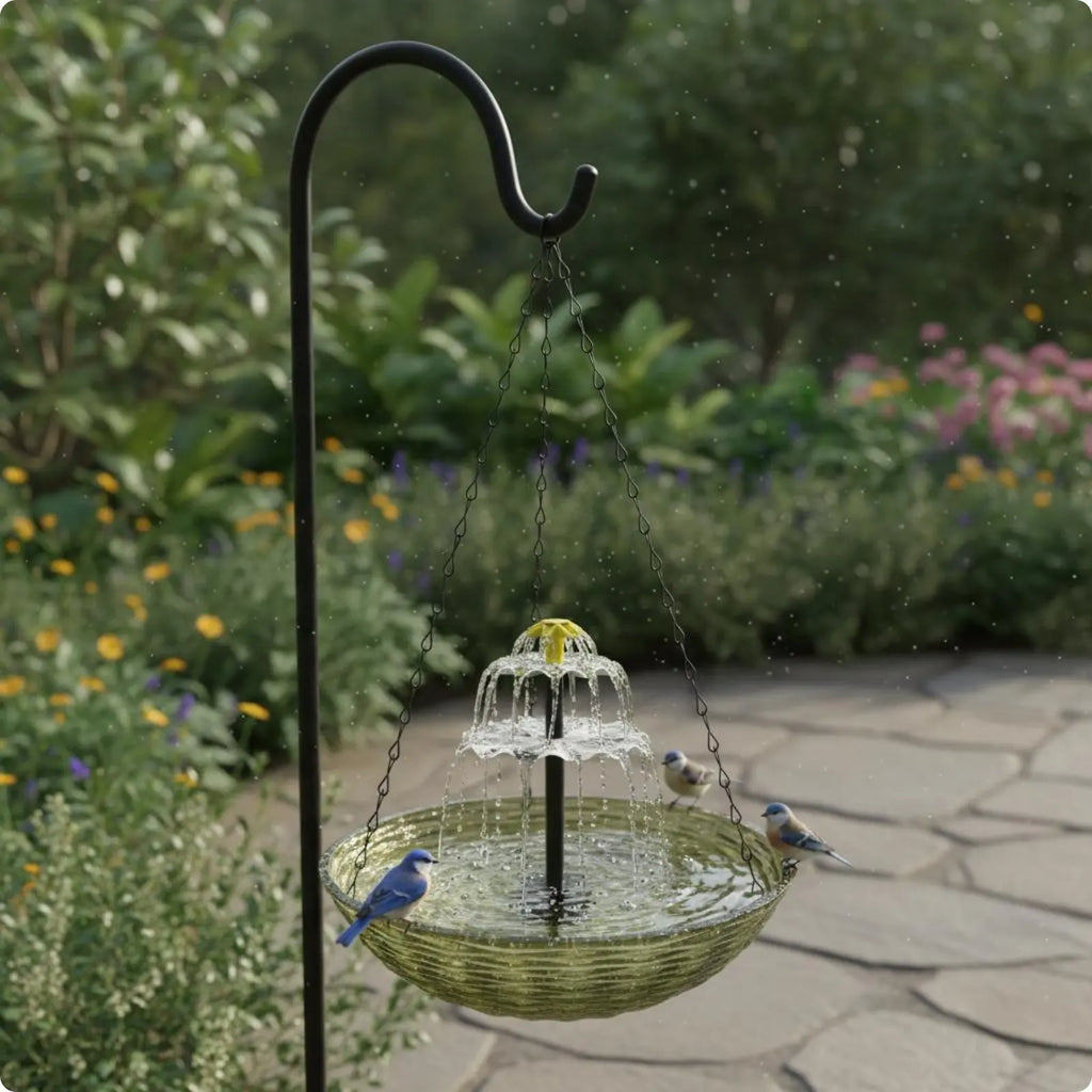 Solar Hanging Bird Bath No Wiring Solar Bird Bath Fountain Garden Decor Easy to Hang