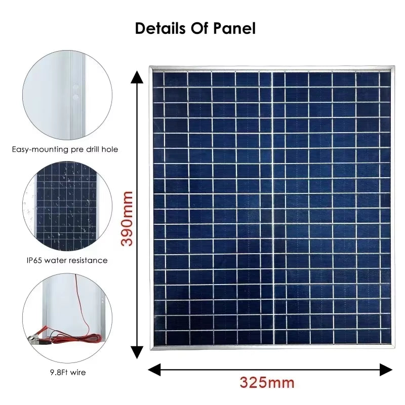 1000W 500W 12V Photovoltaic Solar Panel Kit 100A Controller Solar Panel Charger, Suitable for Fast Batteries in Homes/Camping/Rv