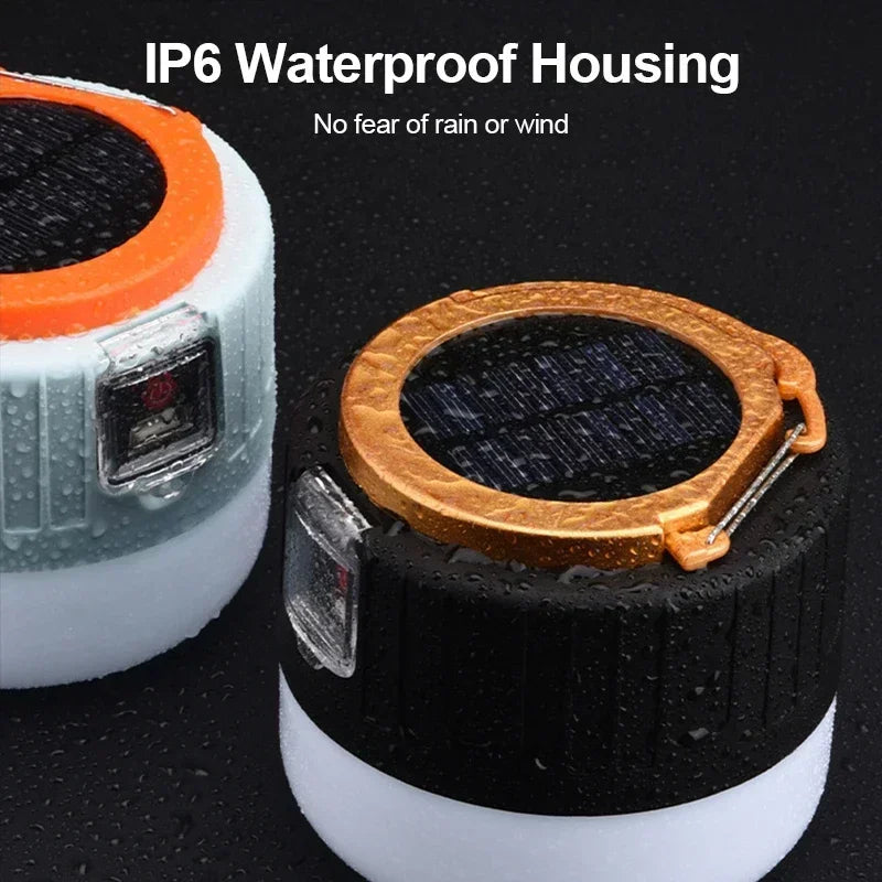 LED Solar Camping Light Power Bank Camping Lanterns With Remote Control Waterproof Outdoor Tent Light Rechargeable Flashlight