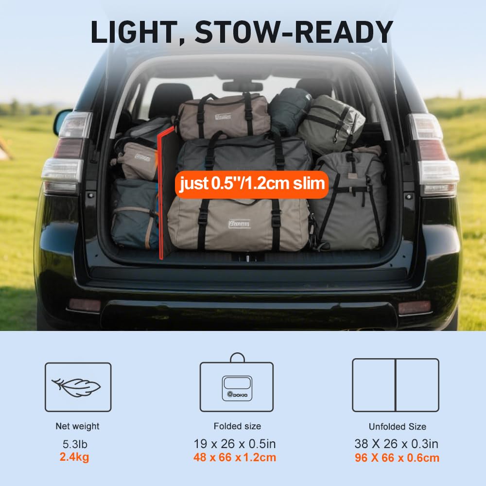 DOKIO 300W Portable Foldable Solar Panel Kit (20x38in, 15.3lb), with Separate Controller and Dual USB, Monocrystalline Charger for 12V Batteries & Power Stations, RV Camping Trailer Emergency Backup