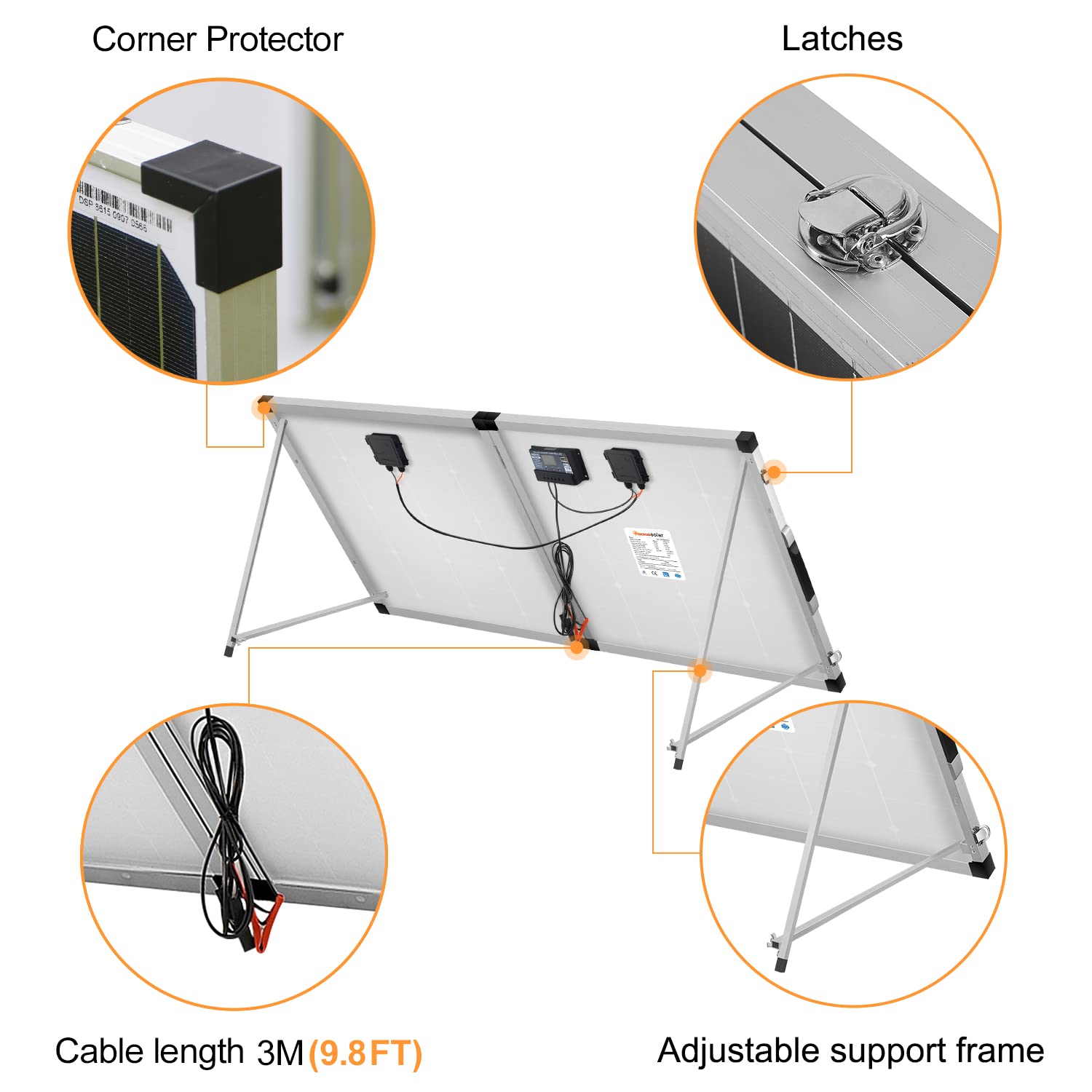 DOKIO 100W 12V Portable Solar Panels Suitcase with Waterproof 10A Charge Controller, Foldable 100 Watt Solar Panel W/Adjustable Kickstand, Solar Charger for Power Station, RV, Camping, SUV, Off Grid