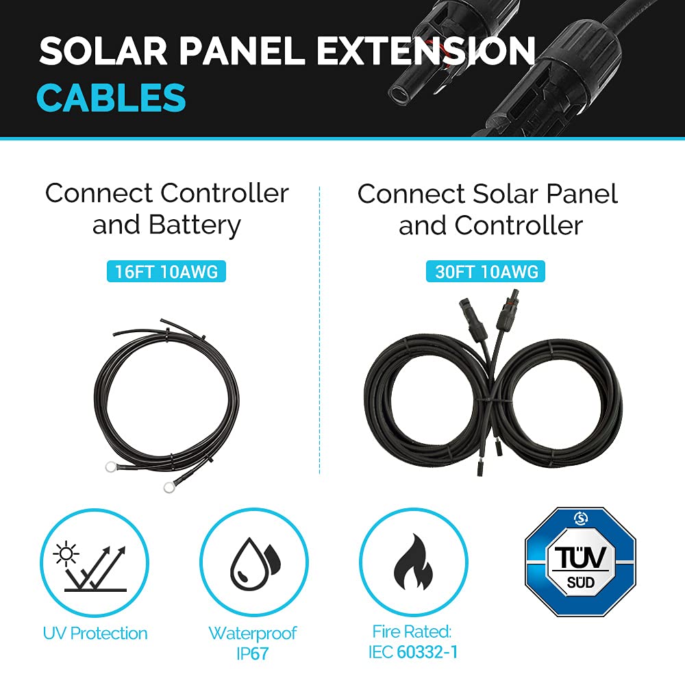 Renogy 100W 12V Solar Panel Starter Kit, 100 Watt Monocrystalline Solar Panel, 30A LCD PWM Charger Controller, Adaptor Kit, Tray Cables, Z Brackets for RV, Camper, and Other Off Grid Applications