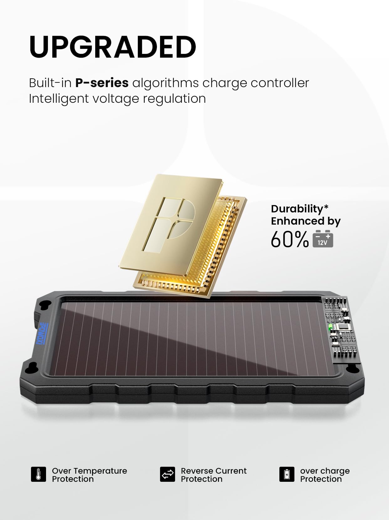 POWOXI Upgraded 7.5W-Solar-Battery-Trickle-Charger-Maintainer-12V Portable Waterproof Solar Panel Trickle Charging Kit for Car, Automotive, Motorcycle, Boat, Marine, RV,Trailer, Snowmobile, etc.