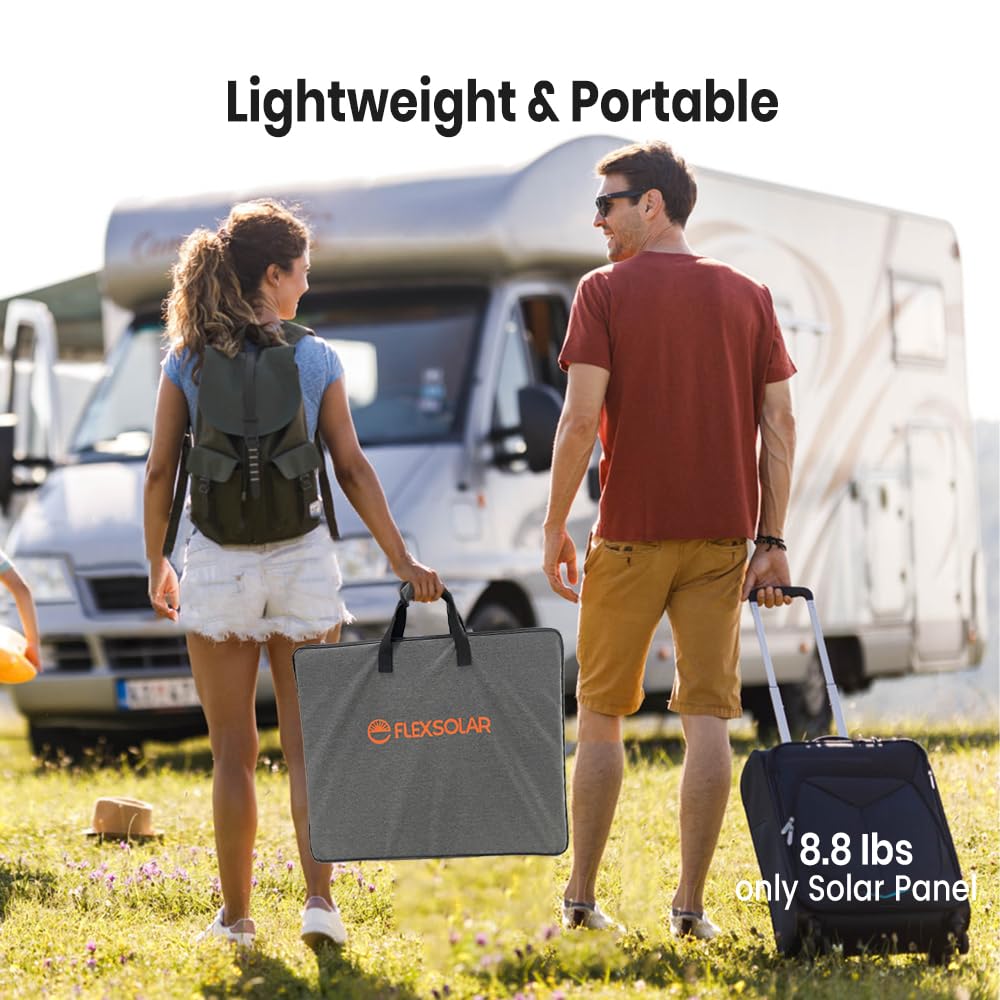 FlexSolar 100W Portable Solar Panels Chargers with PD3.0 USB-C,QC3.0 USB-A and DC Outputs Foldable IP67 Waterproof Power Emergency Camping for Small Power Station Generator,Phones, Power Banks