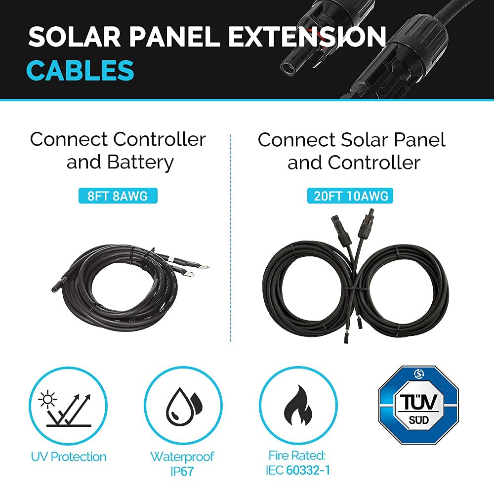 Renogy 100W 12V Solar Panel Starter Kit, 100 Watt Monocrystalline Solar Panel, 30A LCD PWM Charger Controller, Adaptor Kit, Tray Cables, Z Brackets for RV, Camper, and Other Off Grid Applications