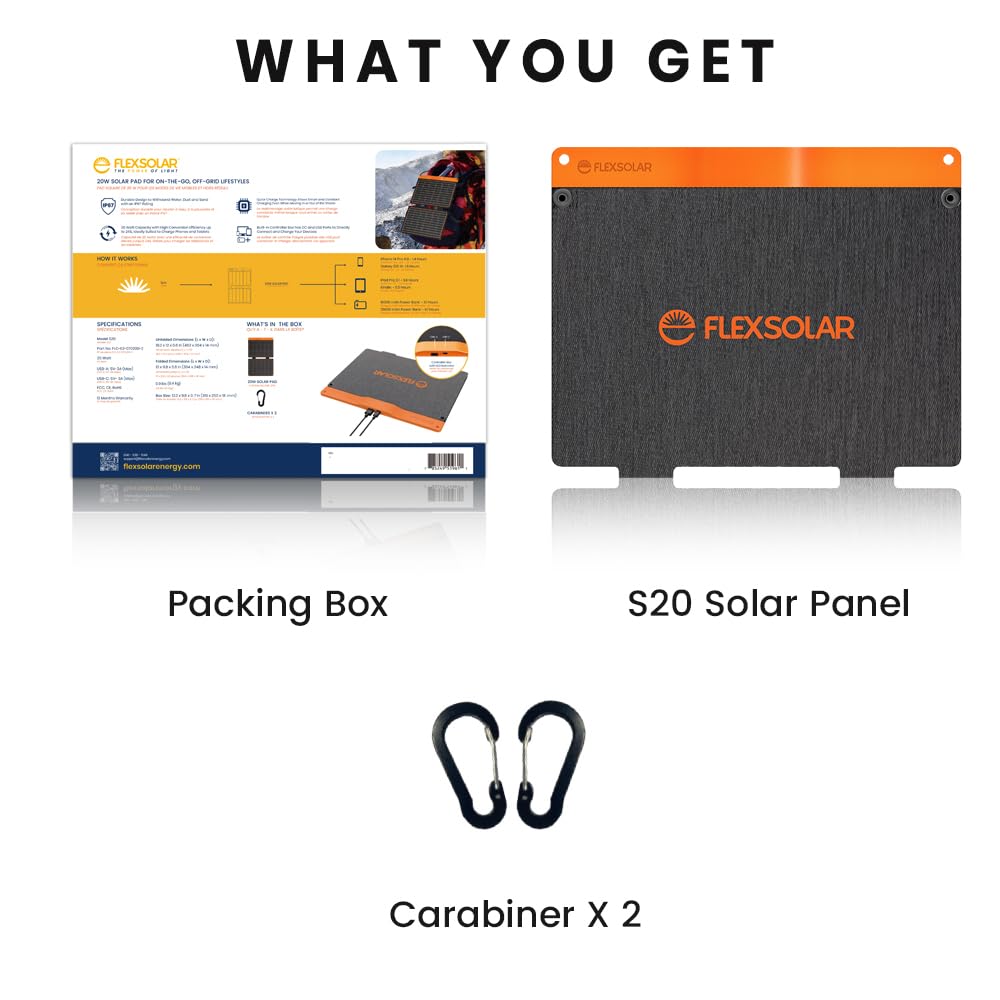 FlexSolar 100W Portable Solar Panels Chargers with PD3.0 USB-C,QC3.0 USB-A and DC Outputs Foldable IP67 Waterproof Power Emergency Camping for Small Power Station Generator,Phones, Power Banks