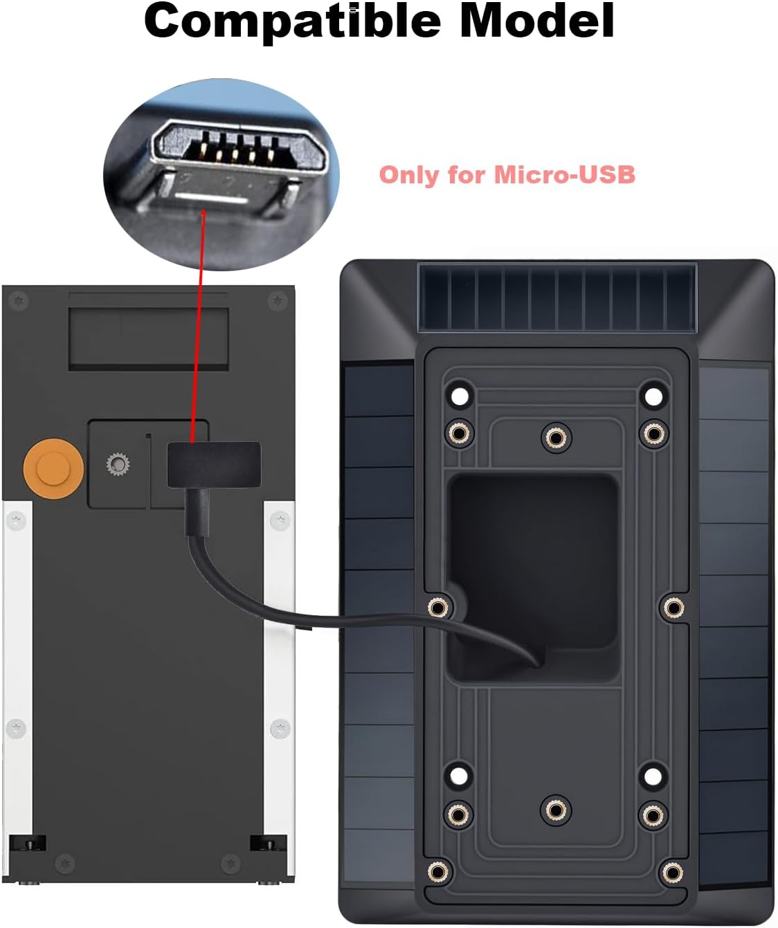 Solar Charger Compatible with Ring Video Doorbell (2020 Release), Micro USB Port Only, Not for USB-C or 2-Prong Ports, Waterproof Solar Panel for Continuous Power(2nd Gen-2020 Release)