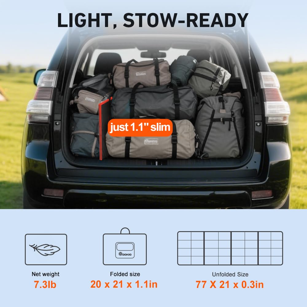 DOKIO 300W Portable Foldable Solar Panel Kit (20x38in, 15.3lb), with Separate Controller and Dual USB, Monocrystalline Charger for 12V Batteries & Power Stations, RV Camping Trailer Emergency Backup