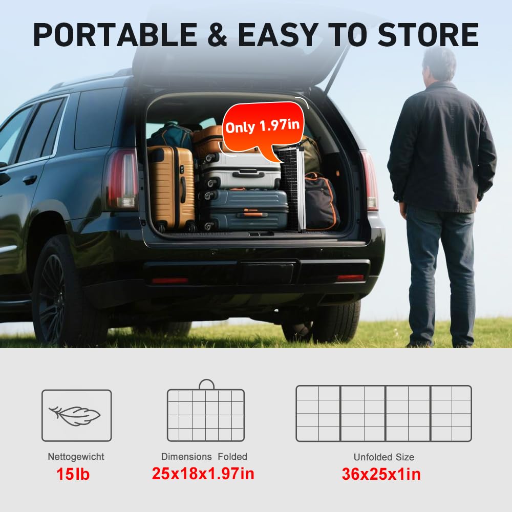 DOKIO 100W 12V Portable Solar Panels Suitcase with Waterproof 10A Charge Controller, Foldable 100 Watt Solar Panel W/Adjustable Kickstand, Solar Charger for Power Station, RV, Camping, SUV, Off Grid