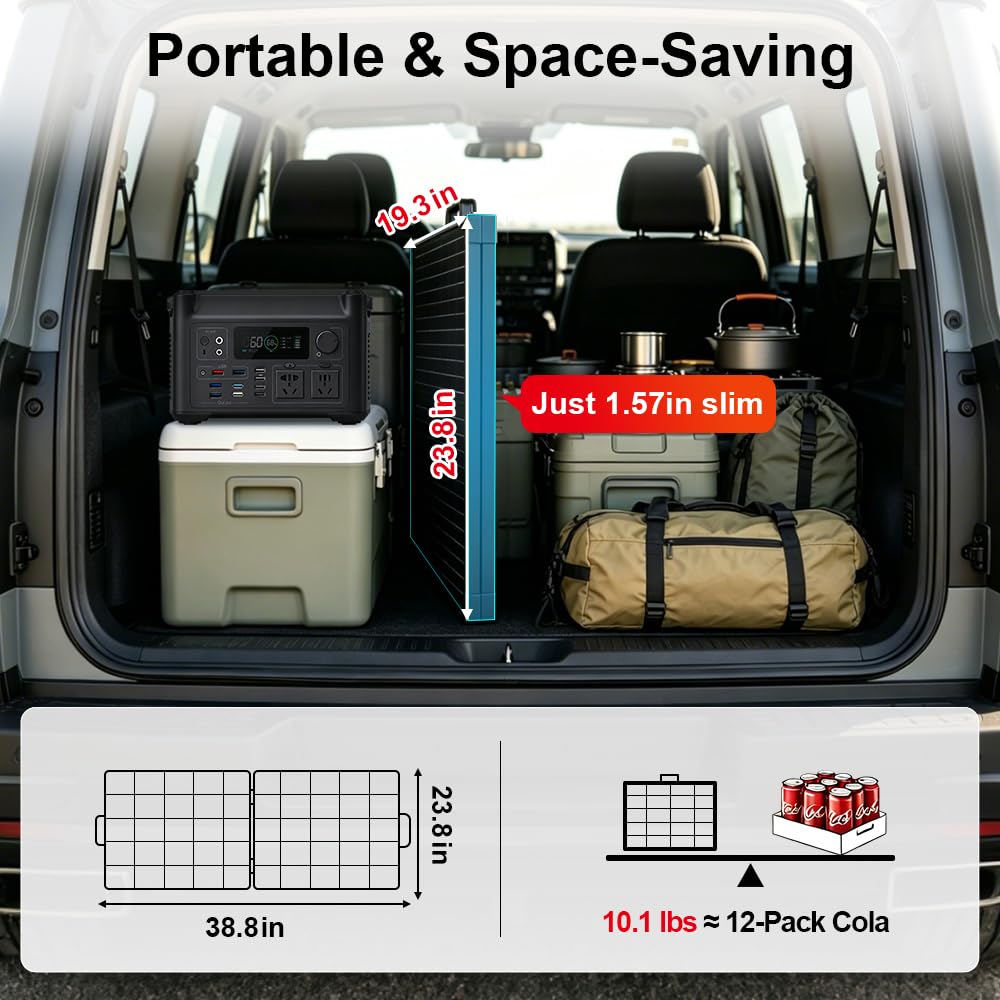 DOKIO 100W 12V Portable Solar Panels Suitcase with Waterproof 10A Charge Controller, Foldable 100 Watt Solar Panel W/Adjustable Kickstand, Solar Charger for Power Station, RV, Camping, SUV, Off Grid