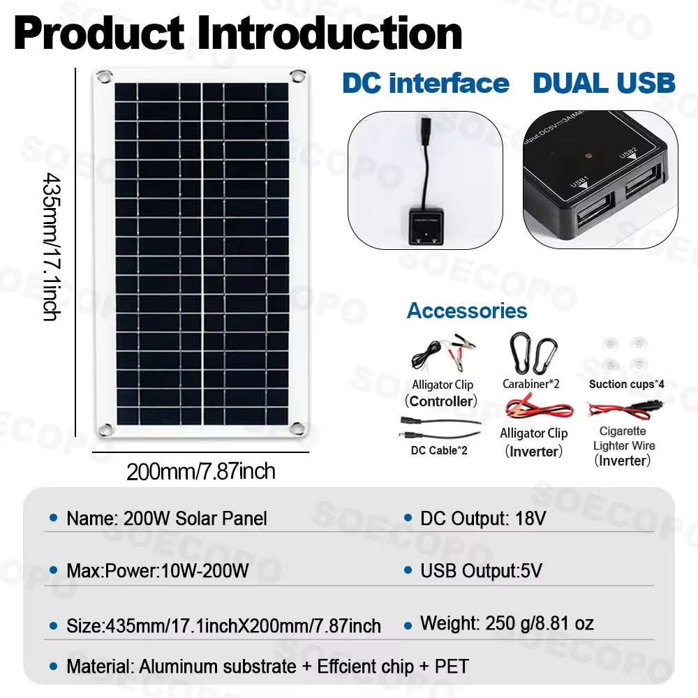 Solar System 6000W Complete Kit 12V to 220V 100A Controller 200W Panel Solar Power Generator for Home/Camping Backup Battery