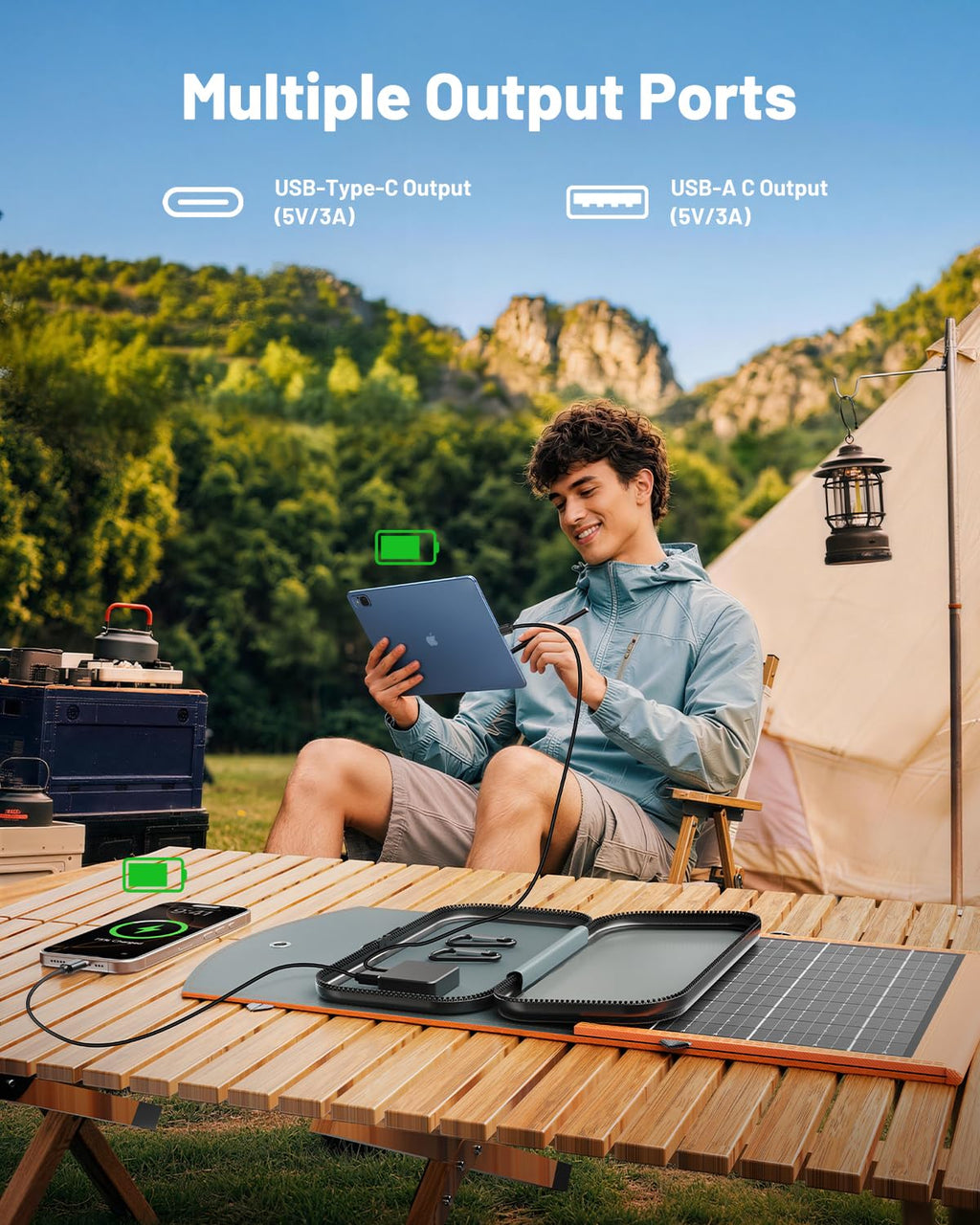SOLUPUP Solar Panels 30W Portable Foldable Solar Charger with 5V USB-A and USB-C Fast Charging Compatible with iPhone, iPad, Samsung, Power Banks, IPX5 Waterproof Perfect for Camping, Hiking, Outdoor