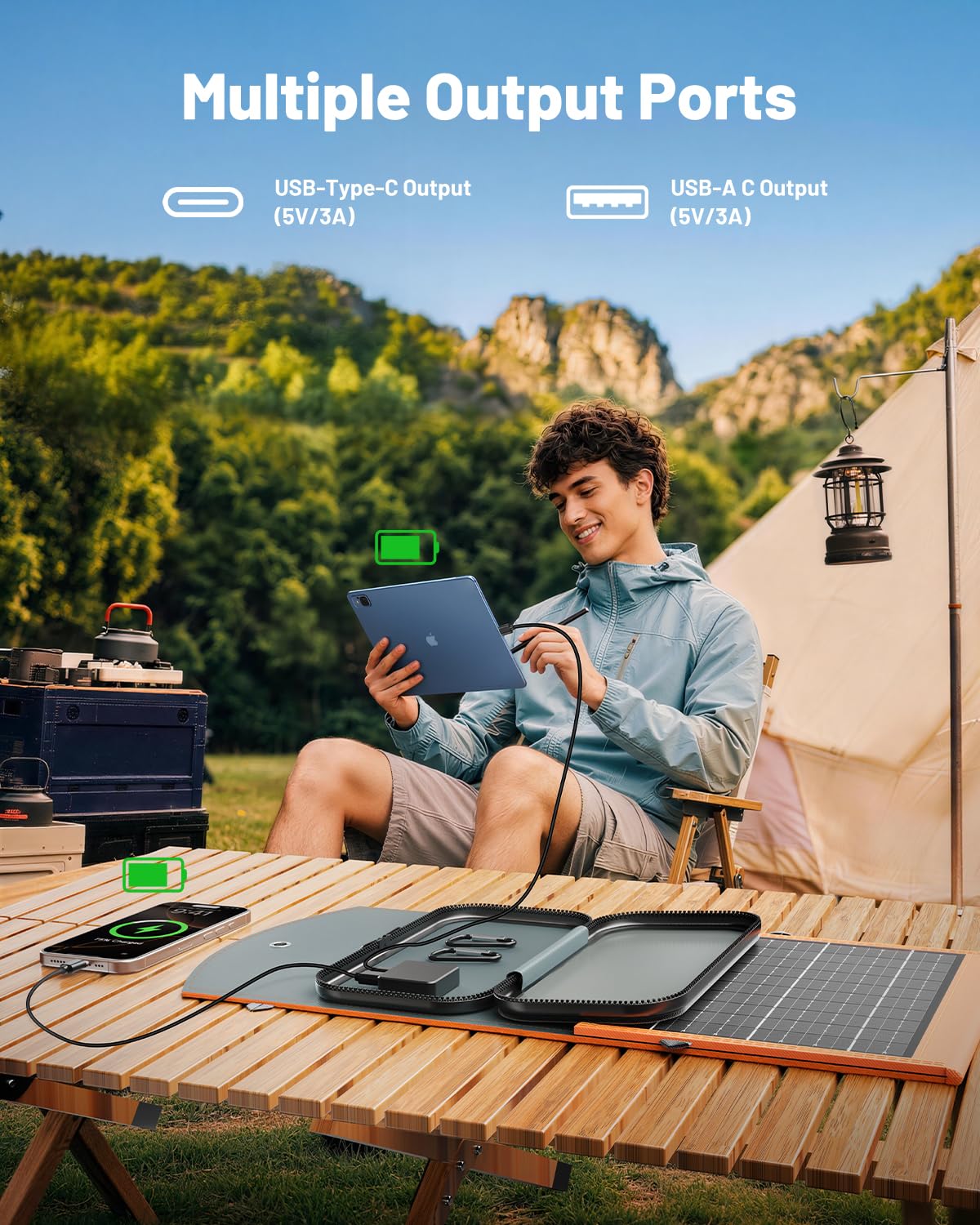 SOLUPUP Solar Panels 30W Portable Foldable Solar Charger with 5V USB-A and USB-C Fast Charging Compatible with iPhone, iPad, Samsung, Power Banks, IPX5 Waterproof Perfect for Camping, Hiking, Outdoor