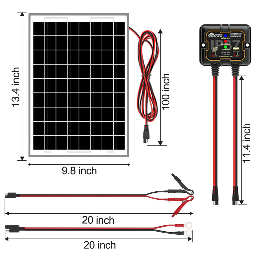SOLPERK Solar Panel Kit 50W 12V, Waterproof Solar Battery Trickle Charger Maintainer + Smart MPPT Controller + Adjustable Mount Bracket for Boat Car RV Motorcycle(Without Mounting Bracket)