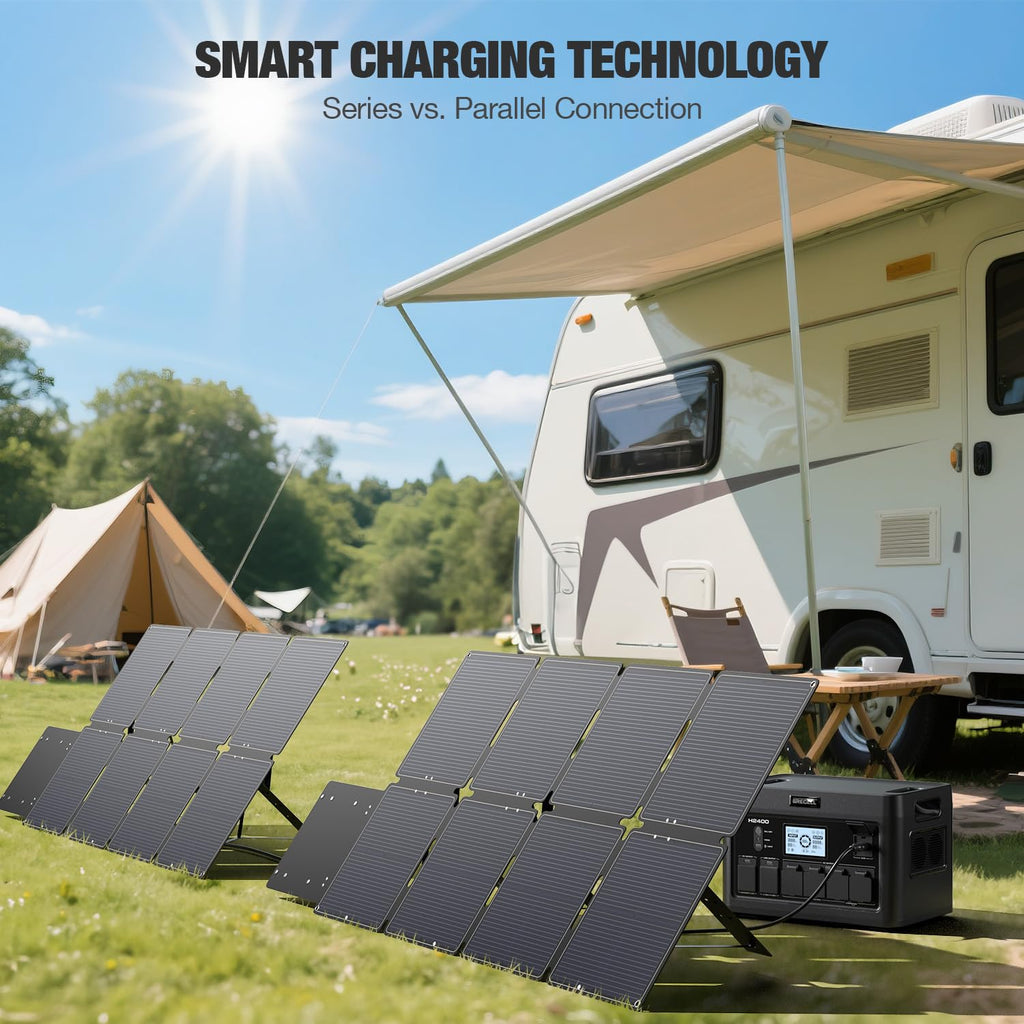 200W Portable Solar Panel for Power Station, Solar Charger w/ 4 Kickstands | 24% High Efficiency Waterproof Foldable Solar Panel Kit w/DC XT60 Anderson Aviation Output for Outdoor RV Camper Blackout