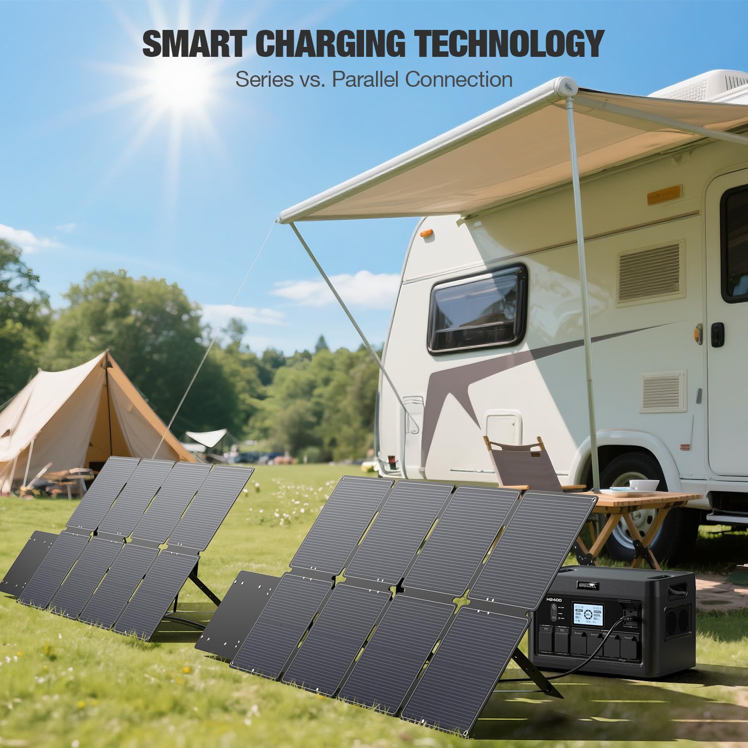 200W Portable Solar Panel for Power Station, Solar Charger w/ 4 Kickstands | 24% High Efficiency Waterproof Foldable Solar Panel Kit w/DC XT60 Anderson Aviation Output for Outdoor RV Camper Blackout