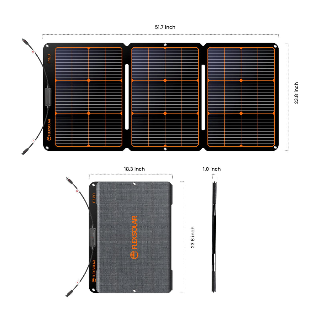 FlexSolar 100W Portable Solar Panels Chargers with PD3.0 USB-C,QC3.0 USB-A and DC Outputs Foldable IP67 Waterproof Power Emergency Camping for Small Power Station Generator,Phones, Power Banks