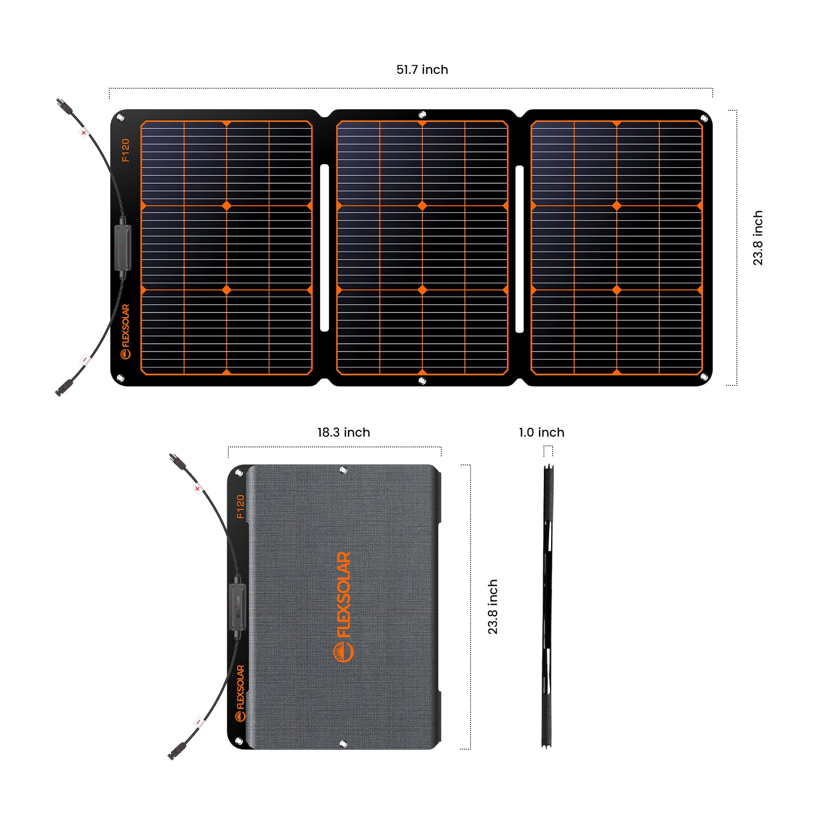 FlexSolar 100W Portable Solar Panels Chargers with PD3.0 USB-C,QC3.0 USB-A and DC Outputs Foldable IP67 Waterproof Power Emergency Camping for Small Power Station Generator,Phones, Power Banks
