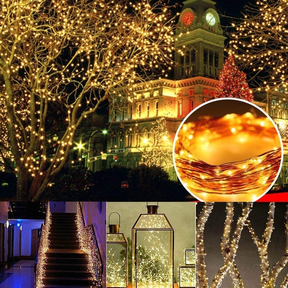 Joomer Solar Fairy Lights, 2-Pack Total 80FT 240LED Lights, Warm White | Copper Wire, Solar String Light Waterproof 8 Lighting Modes for Patio Fence Party Garden Yard Home Outdoor Decoration