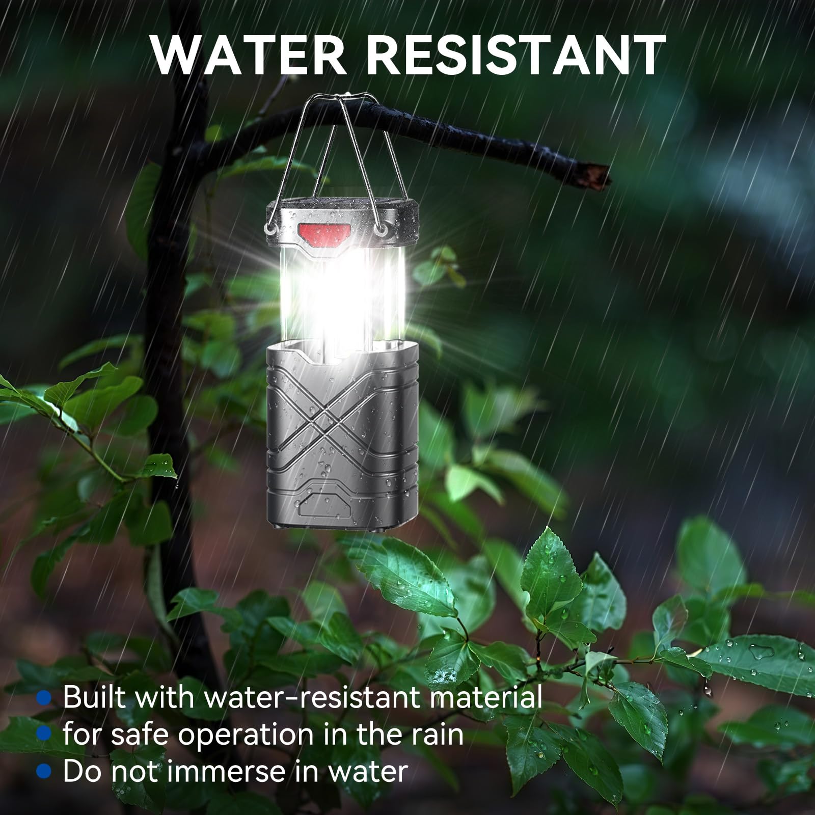 LETMY 4 Pack Camping Lantern, Rechargeable LED Lanterns, Solar Lantern Battery Powered Hurricane Lanterns Flashlight with 3 Powered Ways & USB Cable for Emergency, Power Outage, Hurricane Supplies
