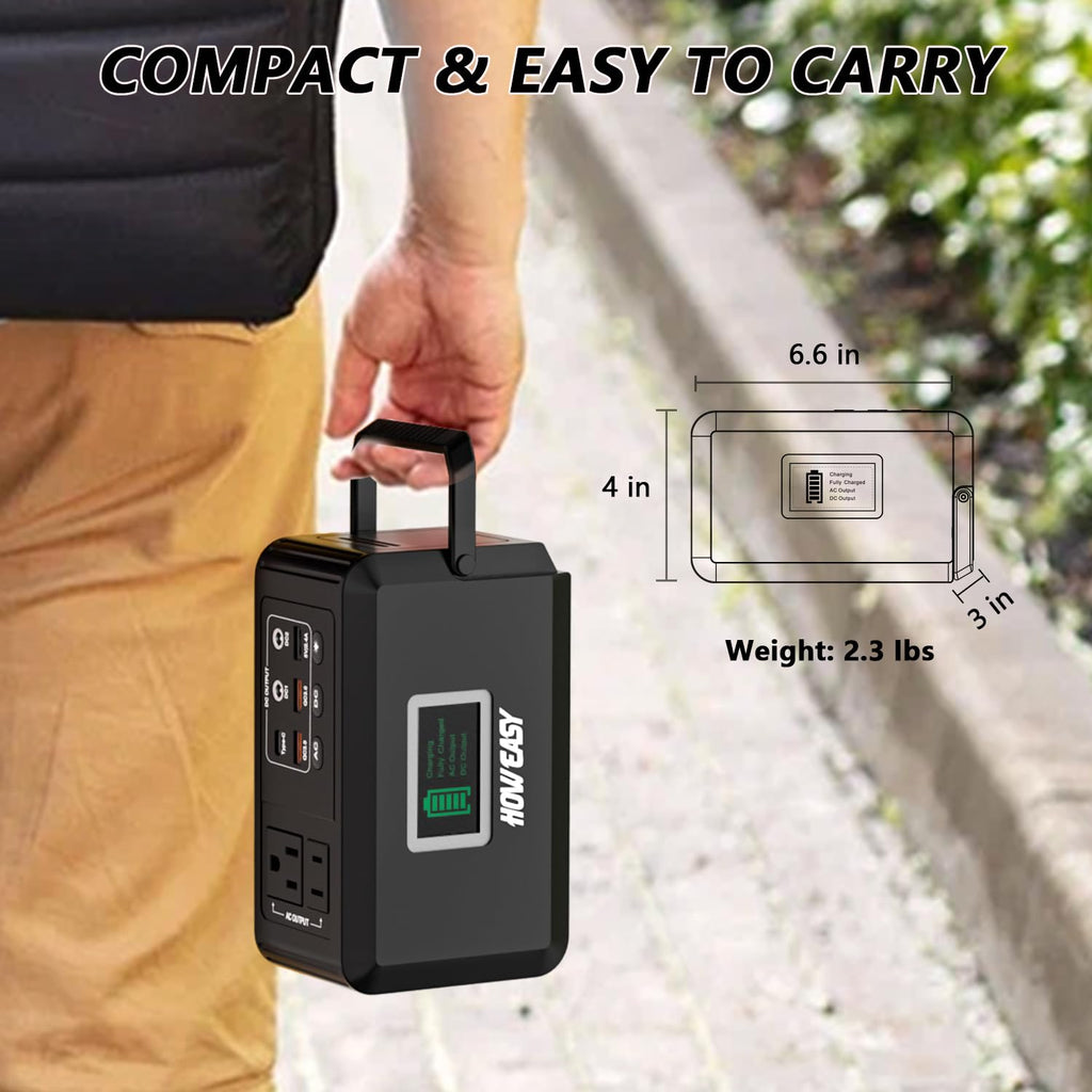 HOWEASY Portable Power Station,120W(240W Peak) Solar Generator,88Wh Lithium Battery Power with 110V AC Outlet/DC/USB/LED Light for Outdoor Camping Trip Hunting Emergency(Solar Panel Optional)