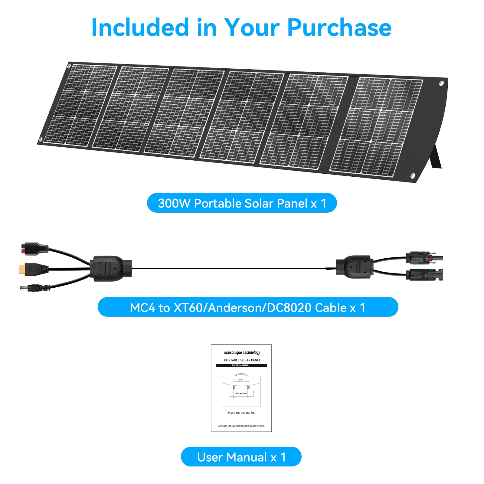 100W Portable Solar Panel CPC Material USB-C PD3.0 & 20V DC XT60 Anderson | Lightweight, Foldable, USB-A/C Fast Charging, 3m DC Cable, IP65 Waterproof for Camping, Power Station, Generator, Cell Phone