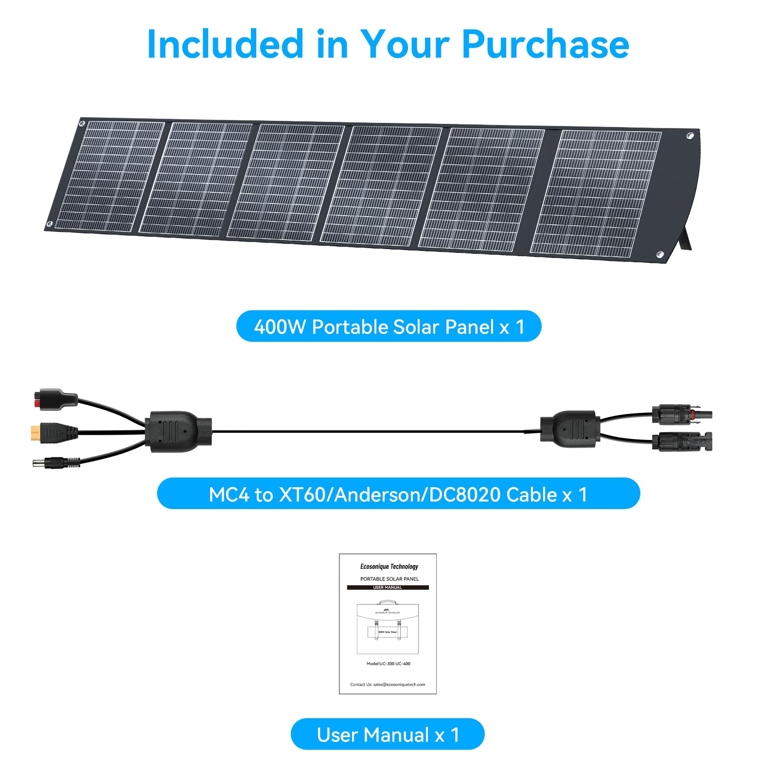 100W Portable Solar Panel CPC Material USB-C PD3.0 & 20V DC XT60 Anderson | Lightweight, Foldable, USB-A/C Fast Charging, 3m DC Cable, IP65 Waterproof for Camping, Power Station, Generator, Cell Phone